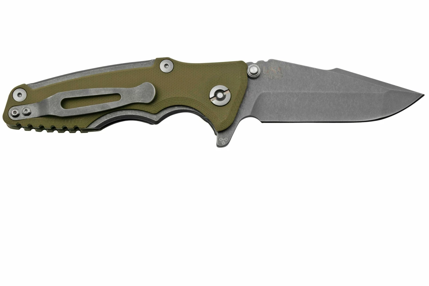 Rick Hinderer Eklipse 3.0" 20CV Working Finish Harpoon Spanto OD Green, Navaja 2 Rick Hinderer Eklipse 3.0" 20CV Working Finish Harpoon Spanto OD Green, Navaja - Imagen 2