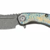 Kansept Mini Korvid K3030A2 Damascus, Lightning Strike Titanium Navaja, Diseño Justin Koch