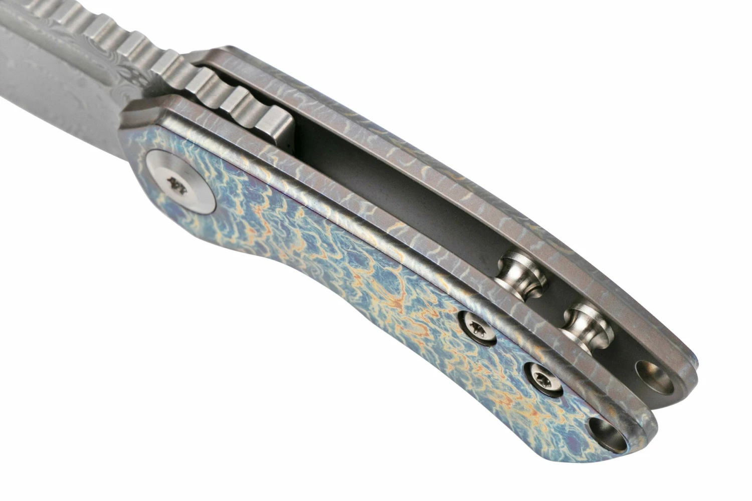 Kansept Mini Korvid K3030A2 Damascus, Lightning Strike Titanium Navaja, Diseño Justin Koch 7 Kansept Mini Korvid K3030A2 Damascus, Lightning Strike Titanium Navaja, Diseño Justin Koch - Imagen 7