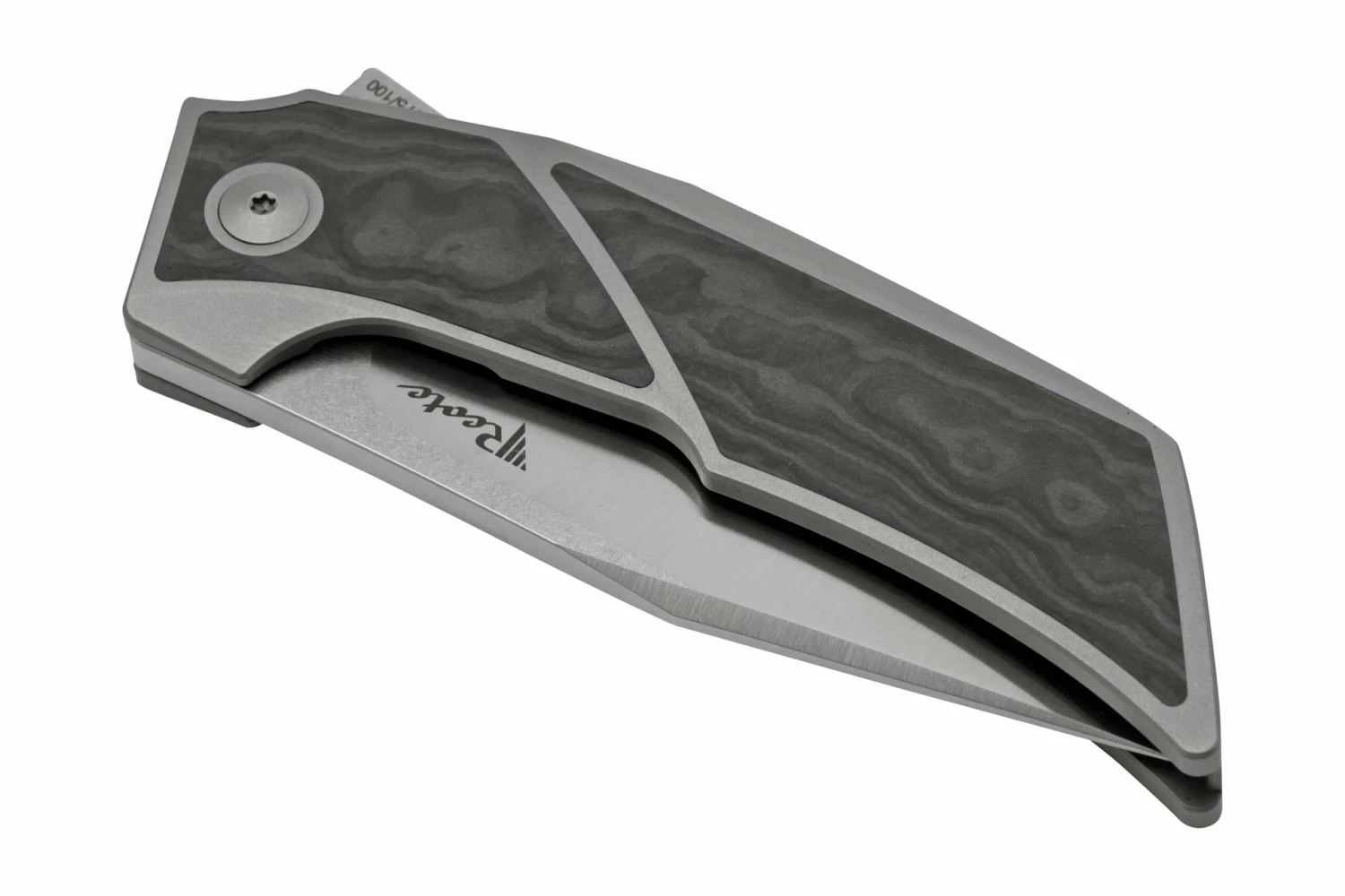 Reate T3500 Bead Blast Titanium, FatCarbon Black Camo Navaja, Diseño De Tashi Bharucha 6 Reate T3500 Bead Blast Titanium, FatCarbon Black Camo Navaja, Diseño De Tashi Bharucha - Imagen 6